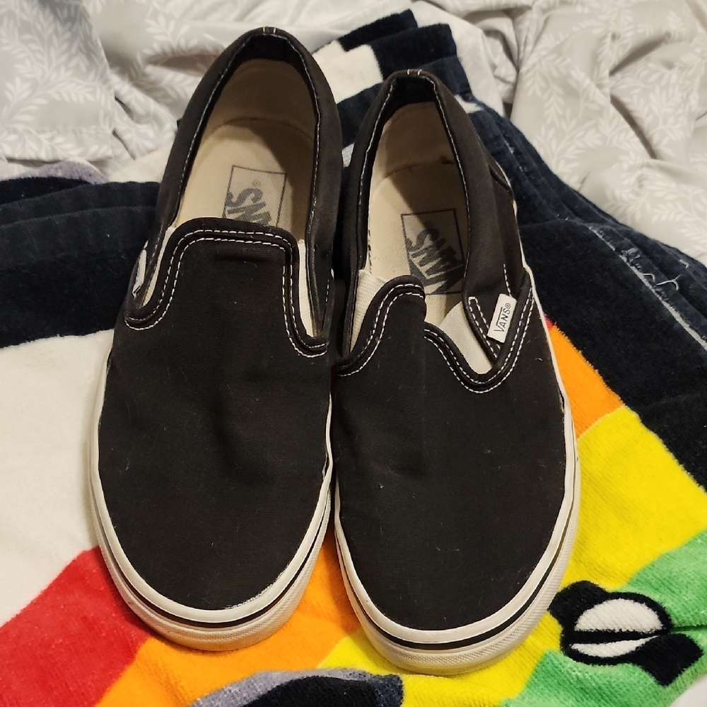 Vans Black and White Slip-On Shoes